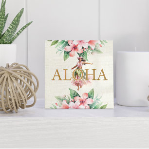Aquarell-Hula-Mädchen-Aloha-Hawaiianische Keramikf Fliese