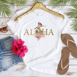 Aquarell-Hula-Tänzer Gold Aloha Hawaiian T-Shirt