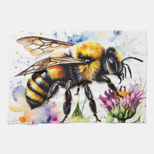 Aquarell Hummel Honig Imker Küchentuch