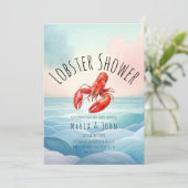 Aquarell Hummer Beach Party Babydusche Einladung (Stehend Vorderseite)