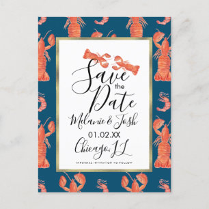 Aquarell-Hummer-Garnele-Flusskrebs-Save-the-Date Postkarte