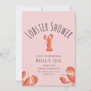 Aquarell-Hummer-Party-Girl-Baby-Shower-Krabbe Ankündigung