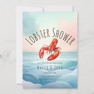 Aquarell-Hummer-Strandparty-Baby-Shower  Einladung