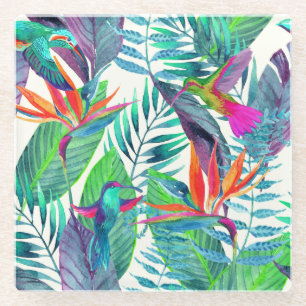 Aquarell Humminbirds im Dschungel 2 Glasuntersetzer