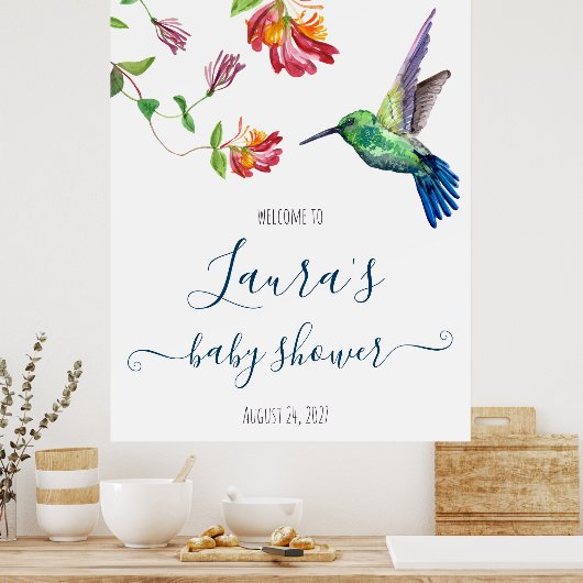 Aquarell Hummingbird Baby Dusche Willkommen Poster (Küche)