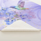 Aquarell Hummingbird Lila Blue Garden Blume Sherpadecke (3/4)