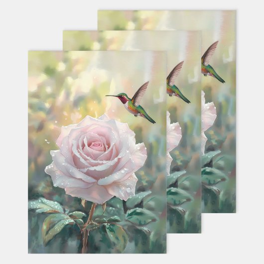 Aquarell Hummingbird Rosa Decoupage Geschenkpapier Set