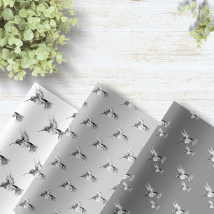 Aquarell Hummingbird Schwarz und Weiß Geschenkpapier Set