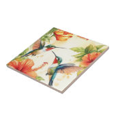 Aquarell Hummingbird und Blume Design Fliese (Seite)