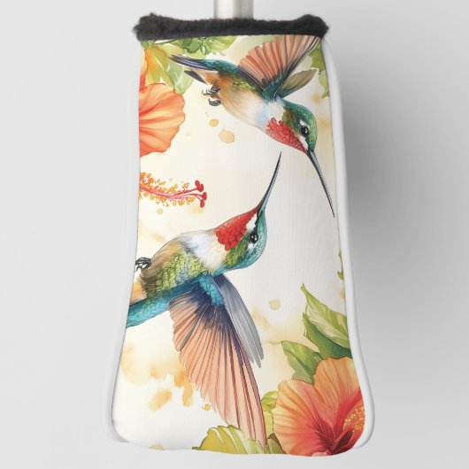 Aquarell Hummingbird und Blume Design Golf Headcover (Rotieren 90)