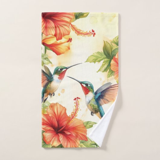 Aquarell Hummingbird und Blume Design Handtuch (Handtuch)