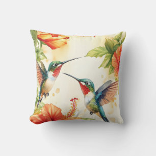 Aquarell Hummingbird und Blume Design Kissen