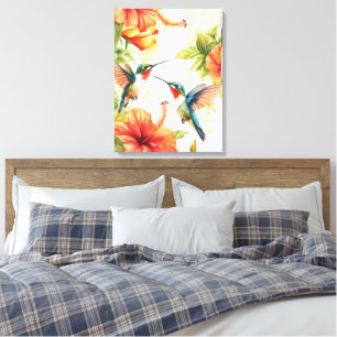 Aquarell Hummingbird und Blume Design Leinwanddruck