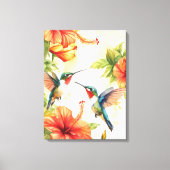 Aquarell Hummingbird und Blume Design Leinwanddruck (Vorderseite)