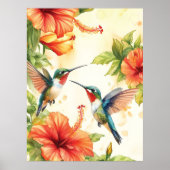 Aquarell Hummingbird und Blume Design Poster (Vorne)