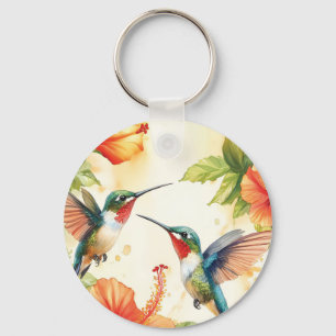 Aquarell Hummingbird und Blume Design Schlüsselanhänger