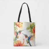Aquarell Hummingbird und Blume Design Tasche (Vorderseite)