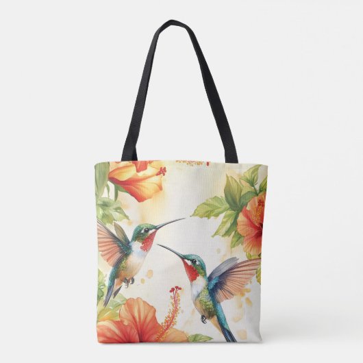 Aquarell Hummingbird und Blume Design Tasche (Rückseite)