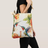 Aquarell Hummingbird und Blume Design Tasche (Von Nahem)