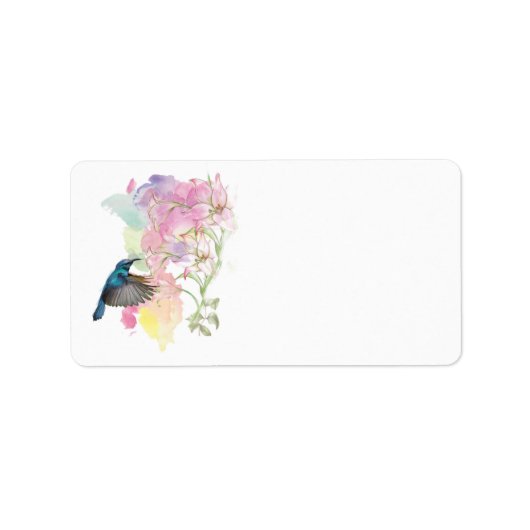 Aquarell Hummingbird und Lilien, Adressetiketten (Vorne)