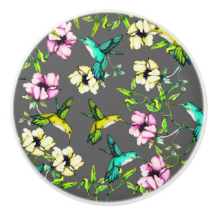 Aquarell Hummingvögel & Blume Keramikknauf
