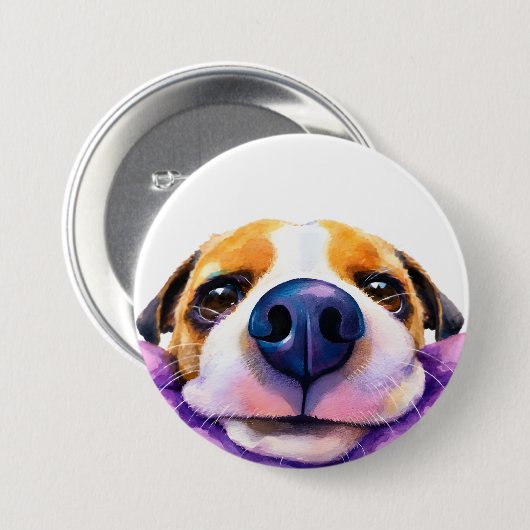 Aquarell Hund Button (Vorne & Hinten)