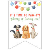 Aquarell-Hund Erster Geburtstag Paw-Party Wimpelkette (Zweite Fahne)