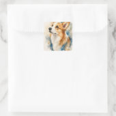 Aquarell Hund Quadratischer Aufkleber (Tasche)