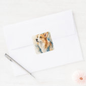 Aquarell Hund Quadratischer Aufkleber (Umschlag)