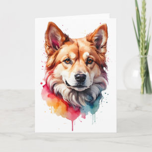 Aquarell-Hund-Splatter-Kunstporträt-Spritz-Blanko Karte