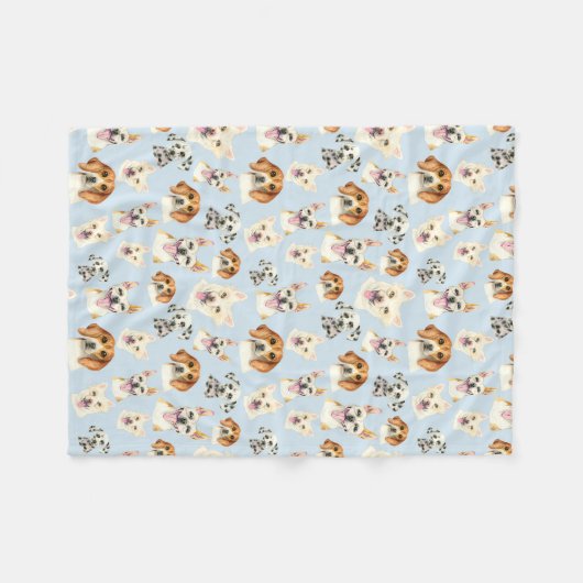 Aquarell-Hündchen-Muster Fleecedecke (Vorderseite (Horizontal))