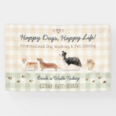Aquarell-Hunde Gingham Pet Care Display Banner (Horizontal)