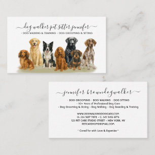 Aquarell-Hunde-Schrift-Monogramm Visitenkarte