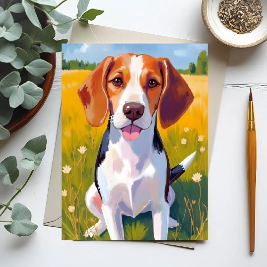 Aquarell-Hundebild Beagle-Haustier Postkarte