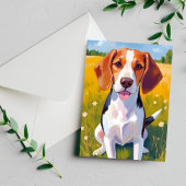 Aquarell-Hundebild Beagle-Haustier Postkarte