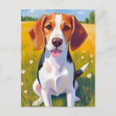 Aquarell-Hundebild Beagle-Haustier Postkarte (Vorderseite)