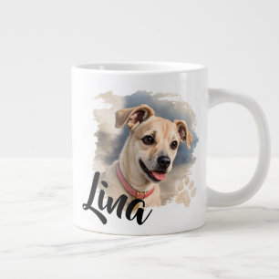 Aquarell-Hundeporträt mit künstlerischem Pinselstr Jumbo-Tasse