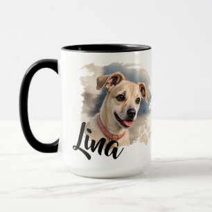 Aquarell-Hundeporträt mit künstlerischem Pinselstr Tasse