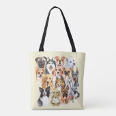 Aquarell-Hunderassen-Collage Tasche (Rückseite)