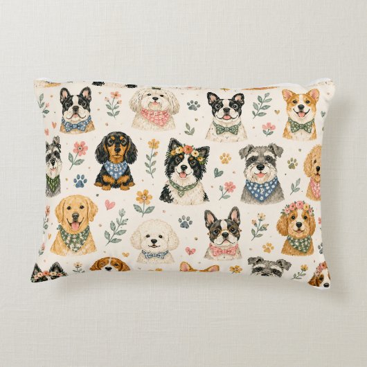 Aquarell-Hundmuster-Bundle Dekokissen (Rückseite)