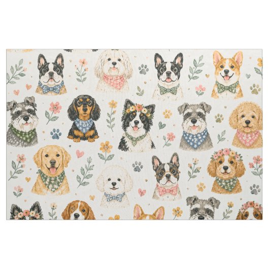 Aquarell-Hundmuster-Bundle Stoff (Yard (91,4 cm))