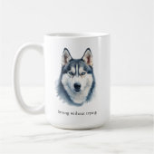 Aquarell-Husky + Benutzerdefiniertes Zitat Kaffeetasse (Links)