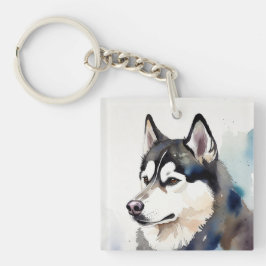 Aquarell-Husky-Schlüsselanhänger Künstlerischer Hu Schlüsselanhänger