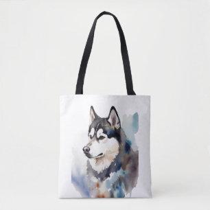 Aquarell-Husky-Tragetasche Künstlerische Hundeillu Tasche