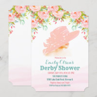 Aquarell-Hut Floral Derby-Dusche Einladung