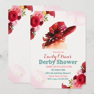 Aquarell-Hut Floral Derby-Dusche Einladung