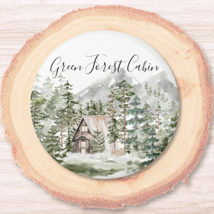 Aquarell-Hütte im grünen Kiefernwald Magnet