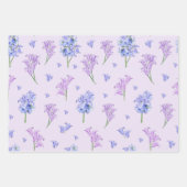 Aquarell Hyazinth Blume Lila und Blau  Geschenkpapier Set (Vorderseite)