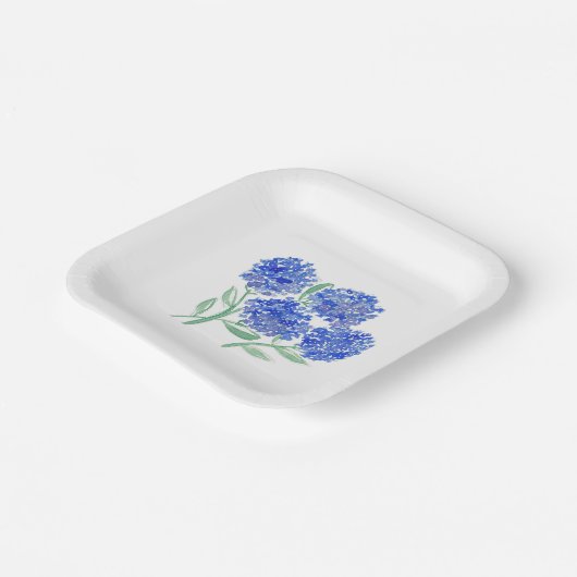 Aquarell, Hydrangeas-Teller Pappteller (Gewinkelt)