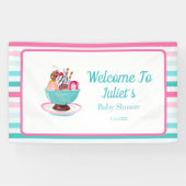 Aquarell Ice Cream Sundae Kinderdusche Willkommen Banner (Horizontal)